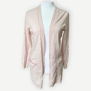 J. Crew Factory Long Line Lightweight Airy Pink Open Cardigan Sweater. XS.